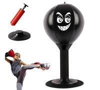 Xoeryoy Sac de Frappe de Bureau avec Ventouse Forte et Pompe, Sac Vitesse Bureau Portable avec Sourire maléfique, soulagement du Stress, Boxe pour employé, Adultes et enfa