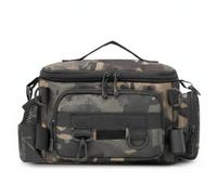 Xoeryoy Sac de matériel de pêche avec Porte-Canne, Sac pêche Multifonctionnel avec Grand Rangement et Tissu imperméable, Camouflage Vert