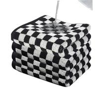 Xoeryoy Serviettes à Carreaux 4 pièces 14, 6x29 Pouces Serviettes absorbantes à Carreaux Noirs et Blancs de Bain en Coton Doux et Confortable pour la Maison, l'hôtel, Le dortoir