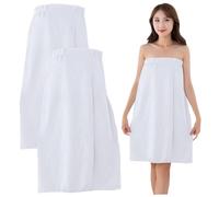 Xoeryoy Spa Robe pour Femmes 2pcs Strong Absorbants Spa Serviettes de Respirant enveloppe de Microfibre avec Une Fermeture cliqueuse Blanc Robes Serviette sans fondement pour la Salle Bain du