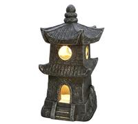 Xoeryoy Statue de Jardin pagode - Décoration de Jardin Zen d'extérieur en résine avec Marche/arrêt Automatique, résistante à l'eau pour Patio, Cour, pelouse