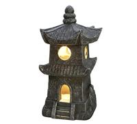 Xoeryoy Statue de Jardin pagode - Décoration de Jardin Zen extérieure en résine avec Marche/arrêt Automatique, résistante à l'eau pour Patio, Cour, pelouse ;1 ;1
