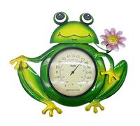 Xoeryoy Thermomètre extérieur décoratif avec Grand écran - Thermomètre Mural en métal en Forme de Grenouille pour décoration de Patio, Jardin et Cour