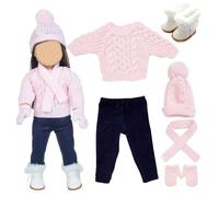 Xoeryoy Vêtements de poupée de 18 Pouces, vêtements poupée américains Mignons, Tenues tricotées, Comprenant des Pulls, des Pantalons, Chapeaux, Gants, Chaussures, écharpes pour l'hive