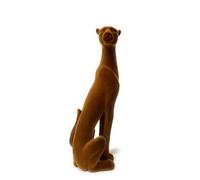 XOFURU Sculpture décorative léopard en résine assise avec texture floquée, figurine d'accentuation marron sauvage de luxe abordable