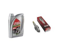 X'OIL - Huile 4T - SAE 30 API SJ/CD JASO MA - 2 Litres & CHAMPION - Bougie D'Allumage CHAMPION QC12YC - Durable & Fiable - Haute Qualité - Equivalent NGK BKR5ES, NGBKR5ES