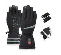 XOLARHEAT Gants Chauffants Flexibles et étanches - Doigts tactiles, Paume antidérapante - Batteries Rechargeables (7,4 V/2,0 Ah) avec Double Chargeur - Tissu Extensible, Coupe Ergonomique - S, Noir