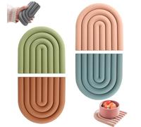 xolear 4 Pièces Dessous de Verre en Silicone Arc en Ciel, Evidement Dessous de Plat en Silicone, Antidérapant et Résistant la Chaleur Dessous Plat Convient aux Casseroles, Tasses, Bols(Couleur A)