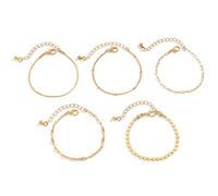 xolear 5 Pièces Bracelet Femme Or, Bracelet Femme Doré 14K, Bracelets Réglable Serpent Figaro, Empilable Imperméable Fantaisie Joncs, Cadeaux pour Femmes et Filles