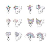 xolear 6 Paires Boucles D'oreilles Clip Fille Enfants, Hypoallergéniques Boucle Oreille Sans Trou D'Oreilles Clip Jolis Coeurs Papillons et Motifs Floraux pour Fête Anniversaire Cadeau