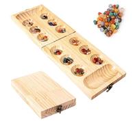 xolear Mancala Jeu de Société Comprend 1 Echiquier et 50 Pièces D'échecs, Kalaha Jeu en Bois Échiquier Renforcé, Convient aux Enfants et aux Adultes, Un