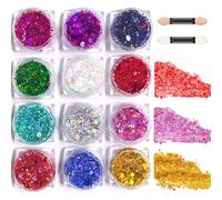 xolear Paillettes Visage Festival, 12 Couleurs Gel Paillettes Corps, Glitter Visage, Maquillage Festival Gel, pour Les Fêtes de Noël, Halloween, de Carnaval et Les Fêtes Costumées