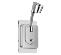 xolear Support Douche Sans Percage, Autocollant Support de Pommeau de Douche Mural Détachable Avec à Angle Réglable, ABS Silicone Étanche L'eau de Douchette Rotatif à 360°, Argent