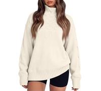 XOLTOAN Pull Femme Oversize Grande Taille Col Roulé Torsadé Chaud | Design chaud et enveloppant qui sublime toutes les morphologies. Tendance et confortable pour l'hiver.
