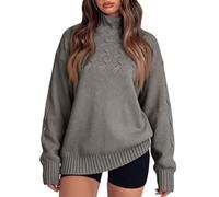 XOLTOAN Pull Femme Oversize Grande Taille Col Roulé Torsadé Chaud | Design chaud et enveloppant qui sublime toutes les morphologies. Tendance et confortable pour l'hiver.