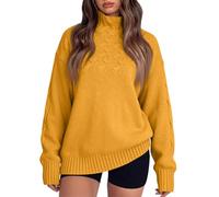 XOLTOAN Pull Femme Oversize Grande Taille Col Roulé Torsadé Chaud | Design chaud et enveloppant qui sublime toutes les morphologies. Tendance et confortable pour l'hiver.