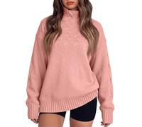 XOLTOAN Pull Femme Oversize Grande Taille Col Roulé Torsadé Chaud | Design chaud et enveloppant qui sublime toutes les morphologies. Tendance et confortable pour l'hiver.