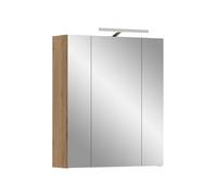 xonox.Home Armoire à Miroir Ice 60 x 70 x 18 cm avec éclairage dans Le Corps et l'avant Imitation chêne Artisan - Armoire à Miroir avec lumière Aspect Bois - Marquant et élégant