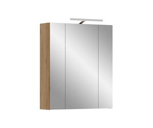 xonox.Home Armoire à Miroir Ice 60 x 70 x 18 cm avec éclairage dans Le Corps et l'avant Imitation chêne Artisan - Armoire à Miroir avec lumière Aspect Bois - Marquant et élégant