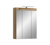 xonox.Home Armoire à Miroir Scout 60 x 79 x 18 cm avec éclairage Imitation chêne Evoak et Un Verre Miroir - Miroir de Salle de Bain avec lumière - Moderne, élégante et Fonctionnelle