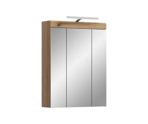 xonox.Home Armoire à Miroir Scout 60 x 79 x 18 cm avec éclairage Imitation chêne Evoak et Un Verre Miroir - Miroir de Salle de Bain avec lumière - Moderne, élégante et Fonctionnelle