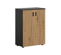 xonox.Home Armoire de Salle de Bain Mone 60 x 81 x 30 cm dans Le Corps en Basalte et façade Imitation chêne Artisan - Armoire Haute pour Salle de Bain - Moderne et Peu encombrante
