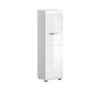 xonox.Home Armoire sur Pied Ice 30 x 80 x 30 cm - Corps Blanc Imitation et façade Blanche Brillante - Armoire de Salle de Bain sur Pied - Moderne et Peu encombrante