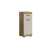 xonox.Home Armoire sur Pied Scout 37 x 88 x 31 cm en Imitation chêne voak et Cachemire Mat - Armoire de Salle de Bain Moderne avec Forme compacte - Fonctionnelle, élégante et Polyvalente