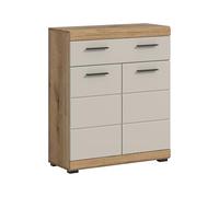 xonox.Home Armoire sur Pied Scout 74 x 88 x 31 cm en Imitation chêne évoak et Cachemire Mat - Large Armoire de Salle de Bain avec Espace de Rangement - Confortable, Facile d'entretien et Design