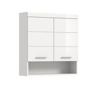 xonox.home Armoire Suspendue Scout 74 x 79 x 24 cm en Blanc Brillant - Corps en tirant Profond Blanc NB - Armoire Murale de Salle de Bain - Moderne, Peu encombrante et Fonctionnelle