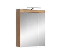 xonox.home Bad Scout X06N3726 Armoire à Pharmacie avec Miroir et éclairage Imitation chêne Artisanal, env. 60 x 79 x 18 cm