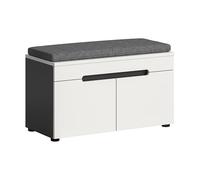 xonox.Home Banc avec Coussin d'assise Canu 80 x 45 x 37 cm dans Le Corps en Basalte Gris NB., Avant Blanc NB. Banc Porte-Manteau, Banc de Couloir, Coffre - Pratique et Peu encombrant