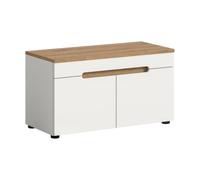 xonox.Home Banc Canu 80 x 45 x 37 cm Blanc Finition chêne Artisan NB. | 2 portes, sans poignée, fermeture douce - Fermeture silencieuse des portes, certifié FSC, montage facile, facile d'entretien