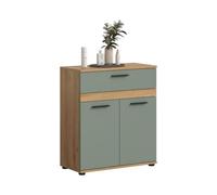xonox.home Blake Commode en mélamine sauge et chêne artisanal 70 x 79 x 31 cm