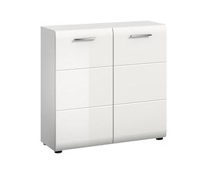 xonox.Home Buffet Haut Ice 80 x 81 x 34 cm en Blanc Brillant et Blanc - Commode élégante avec Beaucoup d'espace de Rangement - Design Moderne pour Salon et Salle à Manger