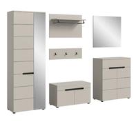 xonox.Home Canu Combinaison de Garde-Robe 5 pièces Cachemire Basalte 255 x | Ensemble composé d'une armoire, d'un banc, d'un panneau mural, d'un meuble à chaussures, d'un miroir mural