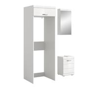 xonox.Home - Combinaison de Salle de Bain 3 pièces Scout Blanc Brillant | Ensemble composé d'une armoire à miroir, d'un meuble sous lavabo et d'une armoire à laver (pour machine à laver et