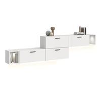 xonox.Home Combinaison de Salon avec éclairage The One 276 x 97 x 34 cm en Blanc - Large Mur avec 4 Volets et lumière LED - 10 Compartiments offrent Un Espace de Rangement et mettent Parfaitement en