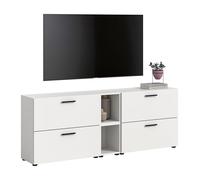 xonox.home Combinaison de salon The One 176 x 67 x 34 cm en blanc imitation - Combinaison murale simple avec 4 rabats - 10 compartiments offrent des possibilités de rangement polyvalentes et un aspect