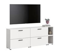 xonox.home Combinaison de Salon The One 176 x 67 x 34 cm en Blanc Imitation - Meuble de Salon Plat avec 4 battants - 10 Compartiments Dont 2 Zones Ouvertes optimisent l'utilisation de l'espace et