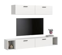 xonox.home Combinaison de Salon The One 202 x 184 x 34 cm en Blanc Imitation - Combinaison Murale Haute avec 4 Rabats - 10 Compartiments offrent Un Espace de Rangement structuré pour Les dossiers ou