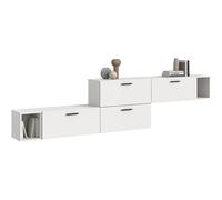 xonox.home Combinaison de Salon The One 276 x 97 x 34 cm en Blanc Imitation - Large Mur TV avec 4 Rabats Pratiques - 10 Compartiments offrent Un énorme Espace de Rangement et des Lignes claires pour