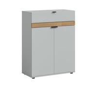 xonox.Home - Commode à Chaussures Naro 75 x 98 x 37 cm dans Le Corps et l'avant Gris et ABS Imitation chêne Evoke - Armoire à Chaussures Commode Haut Armoire de Rangement