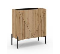 xonox.Home Commode Neo 80 x 91 x 40 cm dans Le Corps et l'avant Imitation chêne Evoke et Accents Noirs - Meuble Bas Buffet - Basic & Naturel
