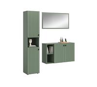 xonox.Home - Ensemble de 3 pièces - Station de Garde-Robe 161 x 192 x 37 cm - Vert fumé - Ensemble de Garde-Robe Moderne avec Armoire, Commode à Chaussures et Miroir vestiaire