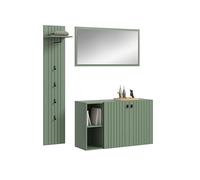 xonox.Home Ensemble de 3 pièces - Station de Garde-Robe - Commode à Chaussures - Miroir (l x H x P) : 152 x 192 x 37 cm - Imitation Vert fumé
