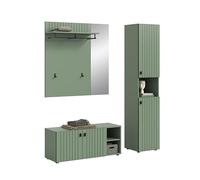 xonox.Home Ensemble de Garde-Robe 3 pièces 161 x 192 x 37 cm Vert fumé - Ensemble composé d'un Banc, d'un Panneau et d'une Armoire - Solution complète pour Le Couloir