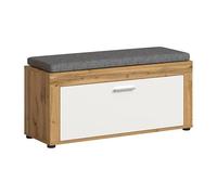 xonox.home Garde-Robe Jam X8BK6632 Banc avec Coussin d'assise en chêne Wotan Blanc env. 100 x 44 x 35 cm