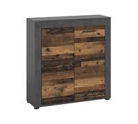 xonox.home Jam Jam Armoire Haute pour Salon Buffet Haut en Bois Vieilli avec façade en Bois Nu, Corps Matera NB env. 80 x 88 x 35 cm