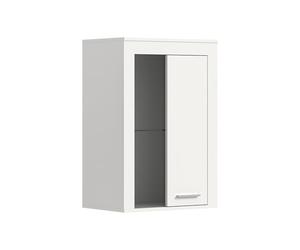xonox.home Jam Vitrine en Verre pour Salon - Armoire décorative - Commode - Armoire de Rangement - Vitrine Suspendue - en mélamine Blanche - Environ 60 x 86 x 35 cm